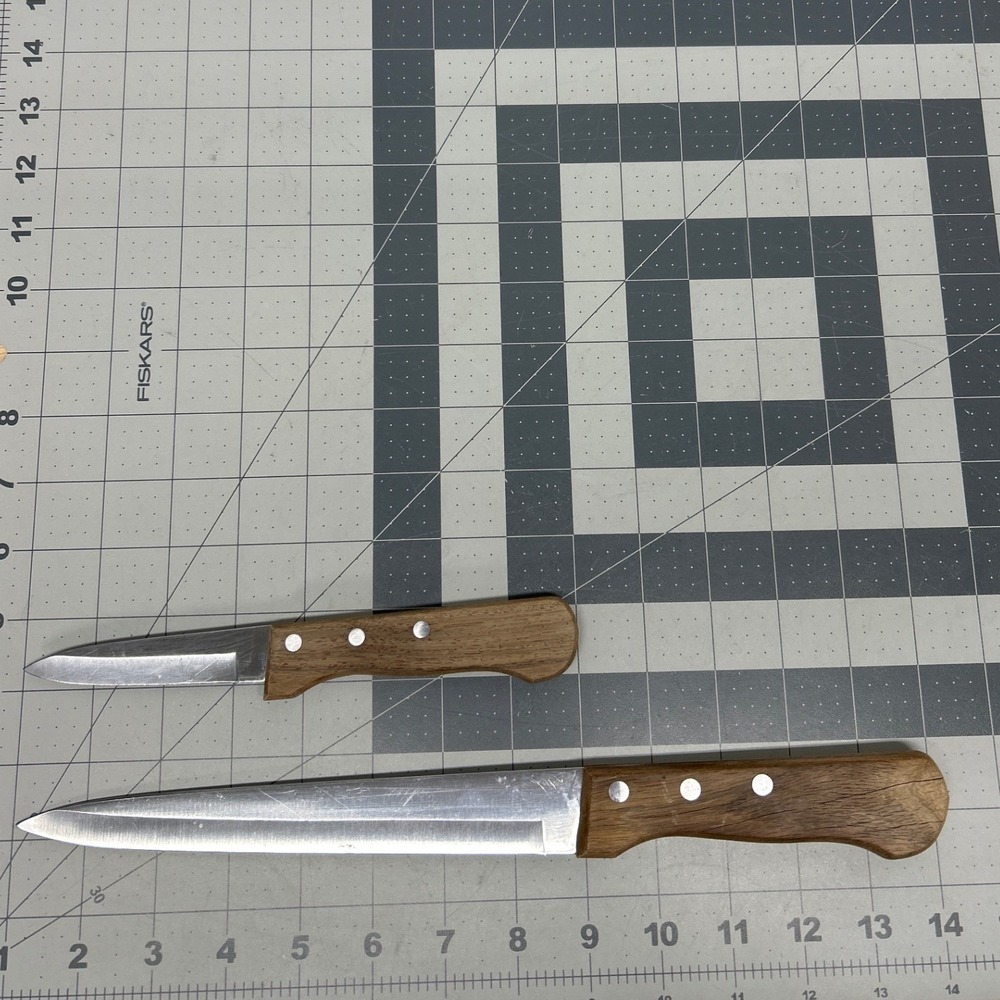 Kitchen Knife Set 2pc‎ Brown Wood Handle Stainless Steel Japan